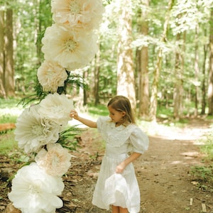 Cream tissue paper flower wall decoration set with large layered blooms