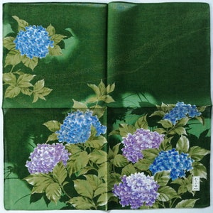 Japanese Vintage Handkerchief Kimono Pocket Hydrangea 17" x 17" I Free Delivery on order 35 USD Just buys multiple items together in Order