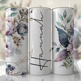 Floral Tumbler Wrap with Name Sublimation Tumbler Designs Add Your Own Text Seamless Downloads - Skinny Tumbler 20oz Design - PNG