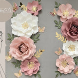 Paper Flower Set | Dusty Rose Nursery Flowers | Nursery Paper Flower Wall Decor | Wall Flowers | Baby Girl Nursery Flowers