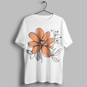 Minimalistic, Vintage Flower Printed T-shirt, Flower Prints, Unisex Oversized T-shirt, 100% Cotton Shirt, Custom Printed T-shirt, Streetwear