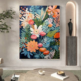 Abstract Flower Oil Painting on Canvas, Large Wall Art, Original Colorful Floral Wall Art, Custom Painting, Modern Living Room Home Decor