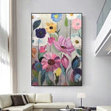 Large Abstract Flower Painting,Abstract Plant Painting Floral Canvas Painting, Abstract Handmade Flower Painting Framed Canvas Wall Art,Gift