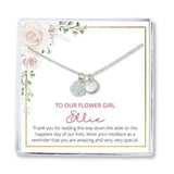 Personalized Flower Girl Thank You Gift Initial Necklace, Flower Girl Gift from Bride, Custom Silver Flower Charm Necklace