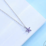 Tiny Amethyst Purple CZ Flower Necklace in Sterling Silver, Silver or Gold, CZ Flower Necklace, CZ Cluster Floral Necklace