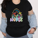 Nurse Shirt With Blooming Flowers, Retro Leopard Nurse Shirt Colorful Rainbow Nurse Shirt, Cute Nurse School Shirt Graduation Gift