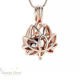Lotus Flower Locket Cremation Ashes Necklace (silver mini urn) - Memorial Keepsake Urn. Free UK Delivery. Chain Included.