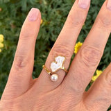 Gingko ring, stylized flower, adjustable, Art Nouveau style, original and refined, Valentine's Day women's ring gift idea, fast delivery