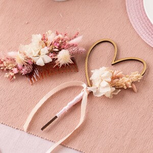 Kids flower wand with dried blossoms, ribbon bow, and looped handle