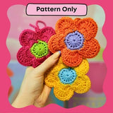PATTERN ONLY, Crochet Flower Pouch Pattern, Mini Flower Coin Purse, Mini Retro Y2K Floral Bag, Crochet Patterns