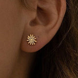 Personalized Birth Flower Stud Earrings, Rose Gold Flower Earrings, Blooming Birth Flower Earring in 18K Gold, Birthday Gift for Mother Her