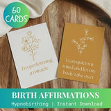 60 Birth affirmation cards, Printable birth affirmations deck, Pregnancy self care quotes, Digital download