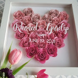 Heart Flower ShadowBox Personalized Flower Box for Anniversary Birthday Mothers Day Wedding Personal Gift-for-Her