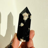 Premium Black Flower Agate crystal tower from Madagascar / Reiki energy blessed crystal obelisk / Faceted crystal point / Cherry blossom /p