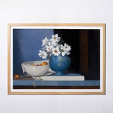 Daisy Flowers in Blue Bowl : GiclŽe Art Print (Still Life Style A3) available Print Only or Framed
