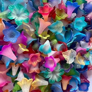 Colorful lucite flower bead assortment in mixed shapes and sizes