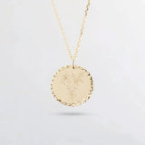 Combined Birth Flower Bouquet Necklace in 14K 18K Real Gold, 2 Side Engraved Birth Flower Family Disc Personalized Necklace Gift for Women