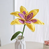 Crochet Yellow and Purple Lily,Handmade Knitted Lily Flower,Home Desk Decor,Flower Arrangement,Anniversary Gift,Mother's Day Gift for her