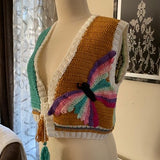 Colorful 3D Flower Butterfly Crochet Vest, Quick Delivery, One Size Fits All