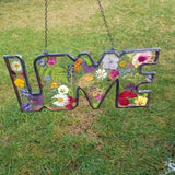 Large Pressed Flower Frame, Custom Letter Real Pressed Flower Art, Suncatcher, Flower Initials, Designed frame, flower stained glass