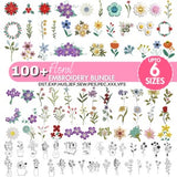 Flowers Machine Embroidery Designs, Mini Flower Designs, Birth Month Flowers, Botanical, Boho Floral Embroidery, 6 Sizes, Instant Download