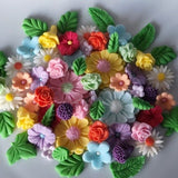 Edible Sugarpaste Flowers & Leaves  Summer Collection 55per set
