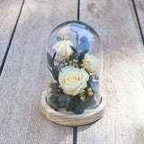 Small eternal rose under bell home decoration in dried flower, Unique Christmas gift, housewarming and mother's day gift, ROBE DE SOIE