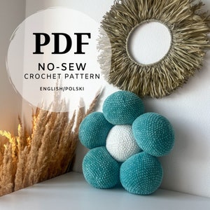 PDF no-sew crochet round flower pattern for beginners, instant download