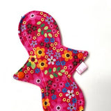 9Ó Liner Reusable Cloth Pad | Period Pad |Flowers on Bright Pink Cotton | Slim Sub
