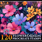 120 Procreate Flower Collection Stamps, Flower Collection brushes for procreate, Flower procreate stamps