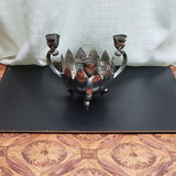 Vintage Silver Plate Lotus Flower Candle Holder with Flower Frog, Zellers Silver Plated Brass, Good Condition, Delivery Included