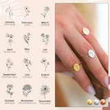 Custom Birth Month Flower Ring, Wildflower Ring,Birth Flower Ring,Minimalist Ring, Floral Ring, Dainty Ring, Gift for Her, Personalized Gift
