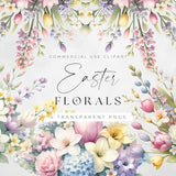 Spring Flower Clipart, Daisy Clip Art, Easter Florals, Watercolor Sprays, Tulip Floral Bouquets, Elements, Commercial Use, Digital PNGs