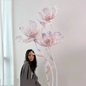 Large Poppy Flower 3 Heads set for Wedding Hall Backdrop Props First Birthday Event Decoration Baby showers