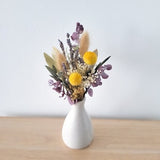 Mini Dried Floral bouquet, mini dried flower vase, yellow Dried Bouquet, vase arrangement, billy bobs, small centrepieces, DYI flowers