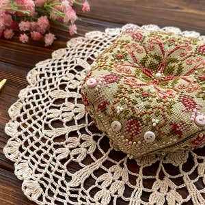 The blossom of love Biscornu by MilleFleur, PDF pattern, Cross Stitch pattern, e-delivery chart, digital chart
