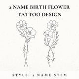 Custom Birth Flower Tattoo Design, Birth Month Flower SVG, Wildflower Tattoo Design Commission, Custom Floral Tattoo, Flower Name Stem