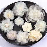 New Colours/Designs Mix Shabby Chic Pastel Ivory Cream Faux Silk Satin Fabric Flowers for Craft Hair Bows