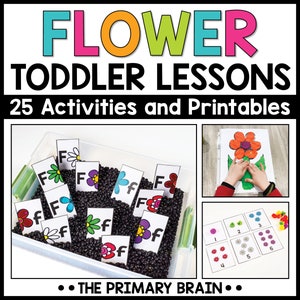 Toddler activity and printable workbook cover with flowers and letter F pages