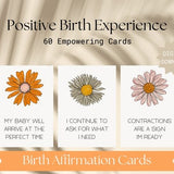 60 Flower birth affirmation cards, Printable birth affirmations deck, Pregnancy self care quotes, Digital download
