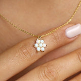 Dainty Opal Necklace, White Opal Necklace, Opal Flower Necklace, October Birthstone, Opal Necklace, Dainty Opal Pendant, October Necklace