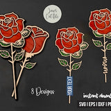 Two Layered Rose Laser Cut Svg Files, Vector Files For Wood Laser Cutting, Rose Flower Laser Cut Out Art Valentine Day Acrylic wood, 8Design