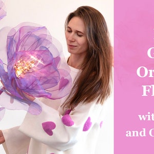 Giant purple organza fabric flower for DIY craft, with soft layered petals