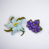 Vintage Tooled Leather Brooches | Handmade Leather Flower Pins