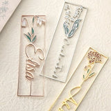 Custom Birthday Flower Name Bookmark ¥ Colorful Birth Flower Stainless Steel Bookmark ¥ 3D Names ¥ Women's Birthday/Commemorative Gifts