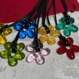 Glass flower pendant, clavicle, necklace, irregular glass flower bead