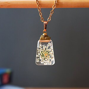 Handmade Mustard Seed Necklace, Resin Anne's Lace Necklace, Church Move Mountains Necklace, Minimalist Jewelry, Faith Christian Baptism Gift