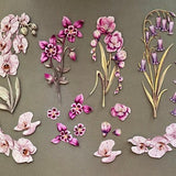 Die Cut Blossom Prints Bundle For CardMaking. Pink Freesias, Purple Bells, Pink Columbine, White Orchid And Smaller Single Flower Components