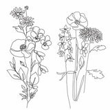 Birth Flowers Line Art, Digital Family Flower Bouquet Line Art, Tattoo One line Commission, Custom Birth Month Flower Minimalist line tattoo