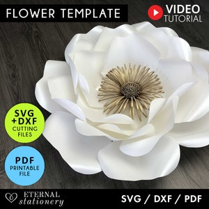 White giant paper flower template with SVG/DXF/PDF files